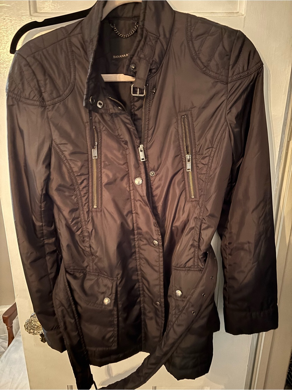 Banana Republic Women's Quilted Utility Jacket in Dark Black